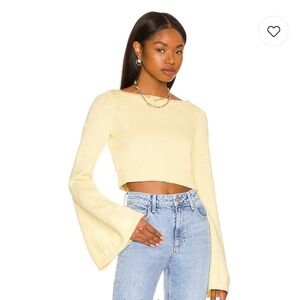NEW Lovers + Friends Cropped Sweater in Pastel Yellow